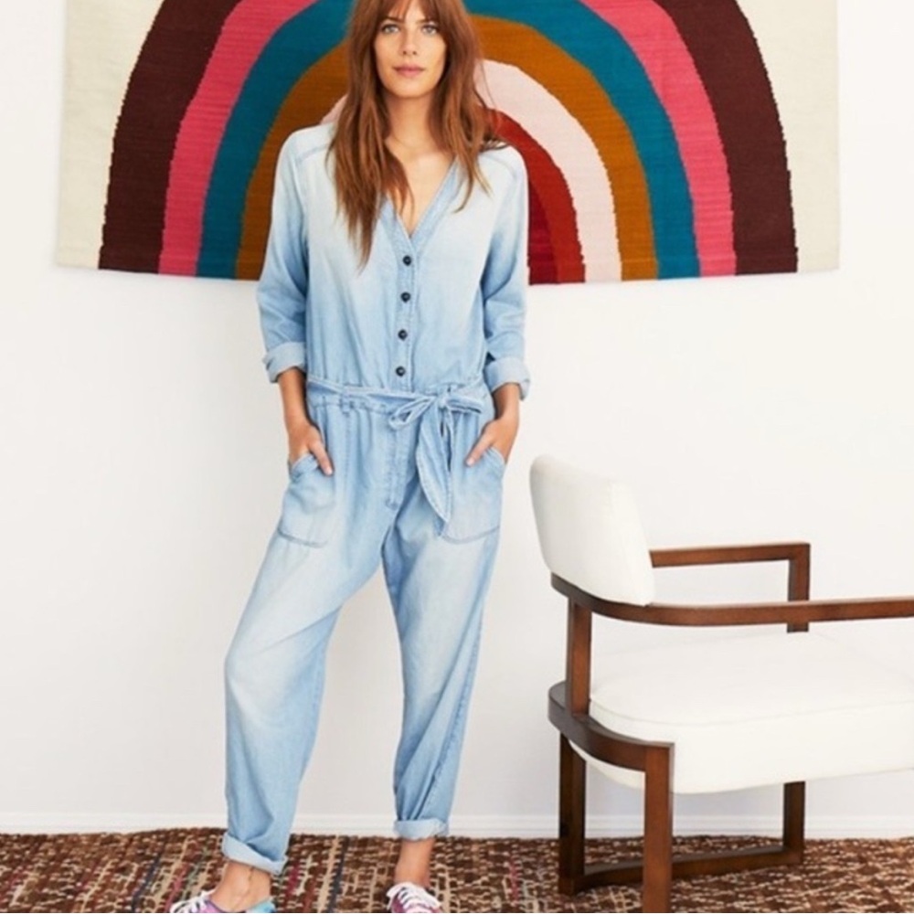Xirena Wylder Chambray Denim Jumpsuit Size Large